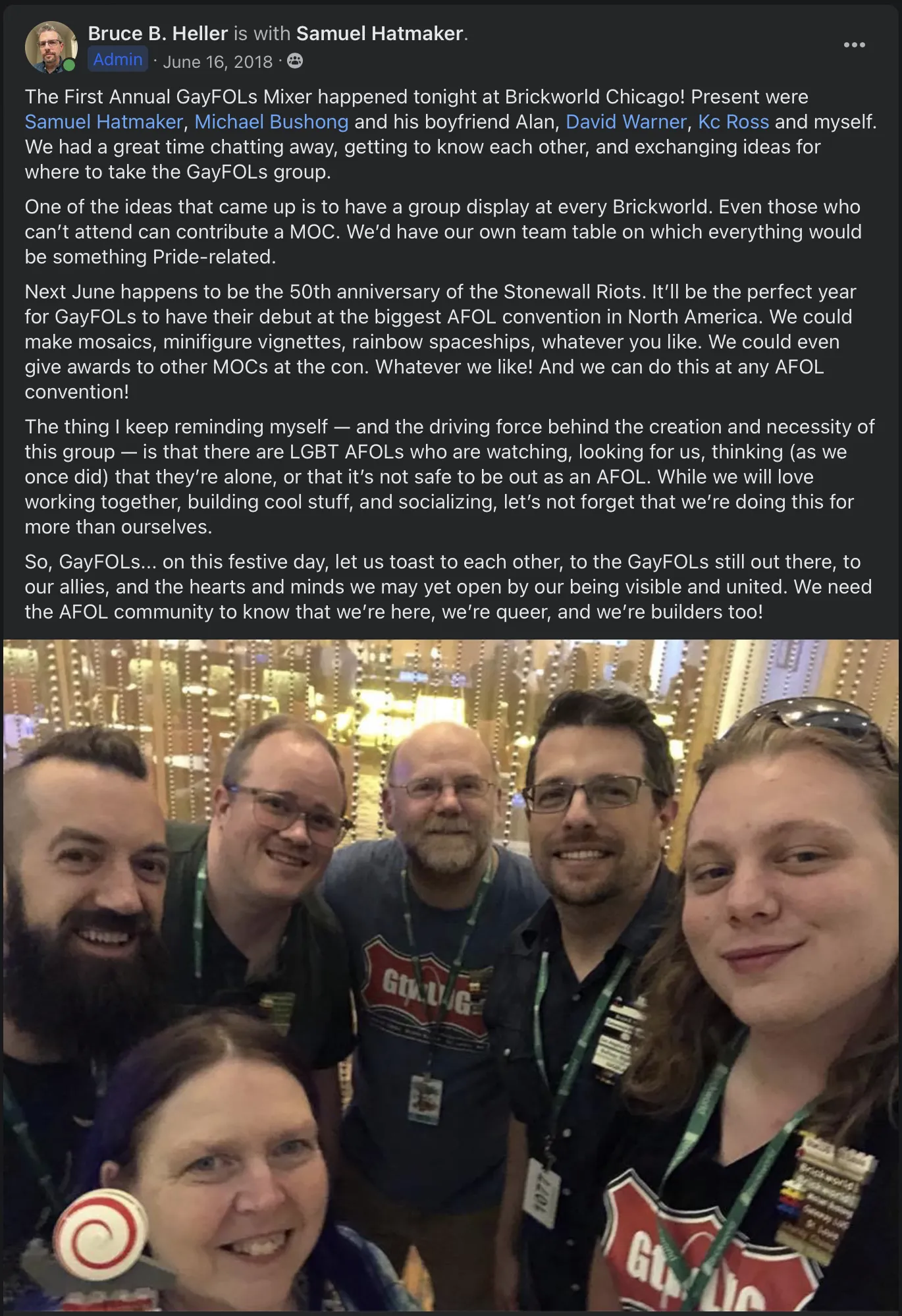 First GayFOLs Gathering at BrickWorld Chicago